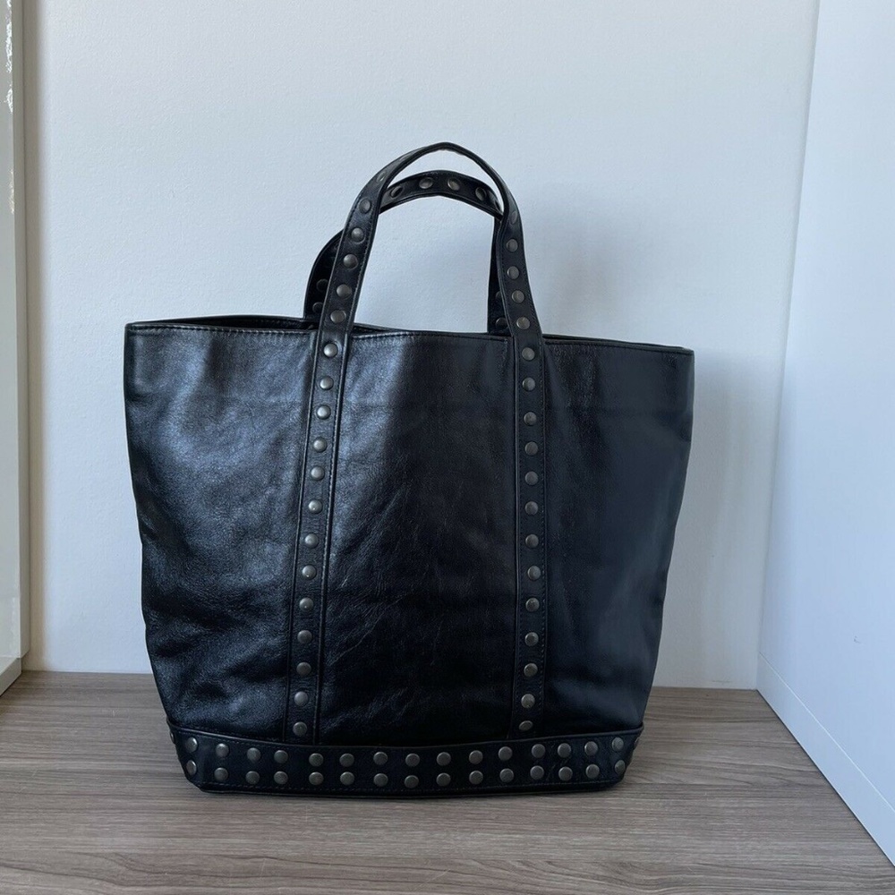 Vanessa Bruno Tote Cabas Medium Black Studded Leather ❤️ with garment bag